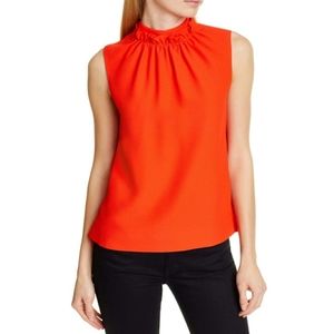 NEW Ted Baker Red Audrye Ruffle Neck Blouse